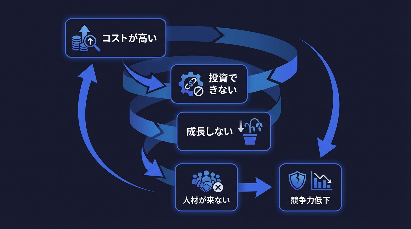 AI導入しないと起きる負のループの図解